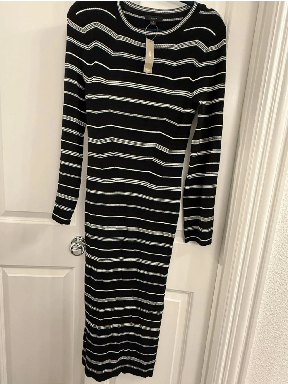 J.CREW Women's Striped Knit Long Sleeve Sweater Dress NWT Size Small